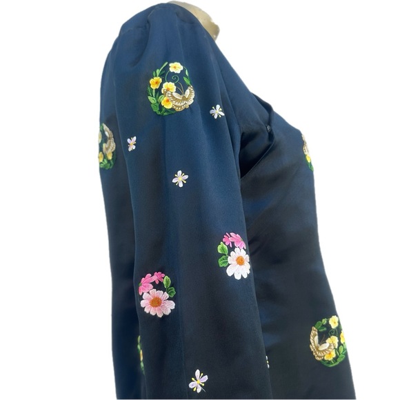 Vintage Chinese Silk Embroidered Top Floral Frog Closure Mandarin Collar 36 - Picture 7 of 12